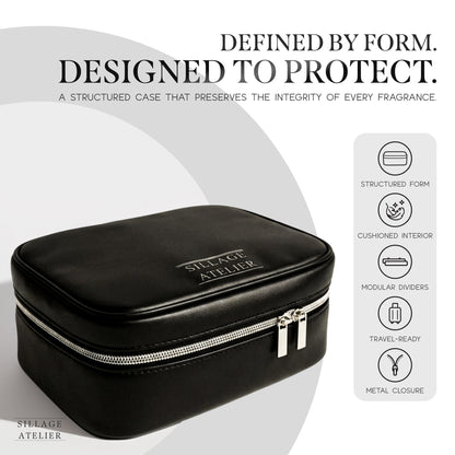 Perfume Organizer Bag - Black Leather
