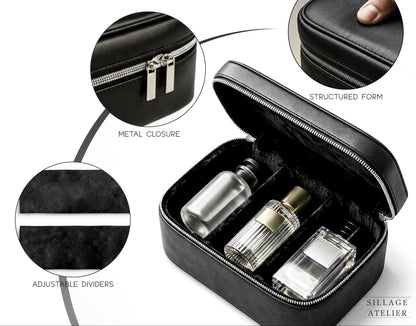 Perfume Organizer Bag - Black Leather