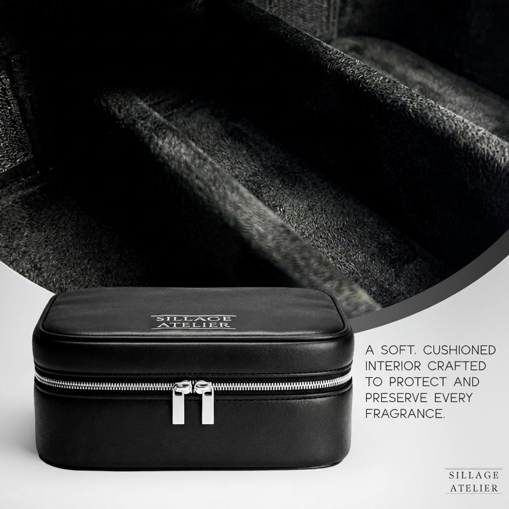 Perfume Organizer Bag - Black Leather